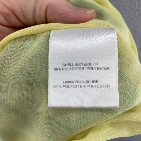 Badgley Mischka Dress Womens 8 Yellow Blue Multi Floral Ombre Maxi Flowy Ruched* - Picture 7 of 12